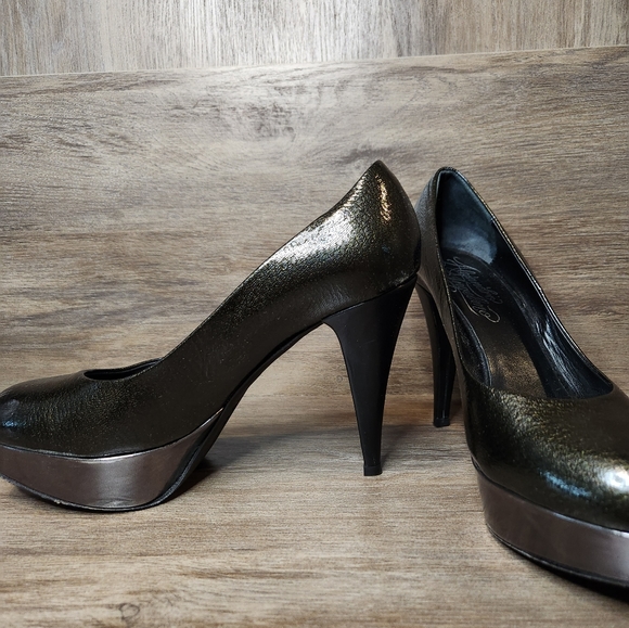 Alejandro Ingelmo Black Dark Green Shimmer Platform Pump US Size 6.5 EU size 37 - Picture 4 of 12